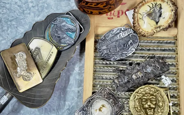 Vintage belt buckles and silver pieces