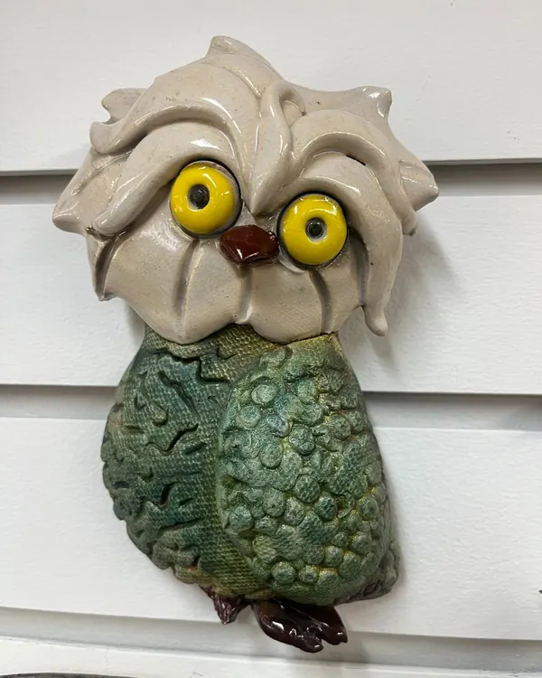 Ceramic owl wall plaque