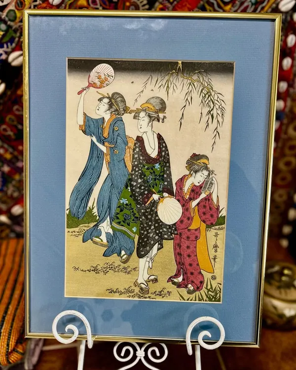 Framed Japanese woodblock-style print