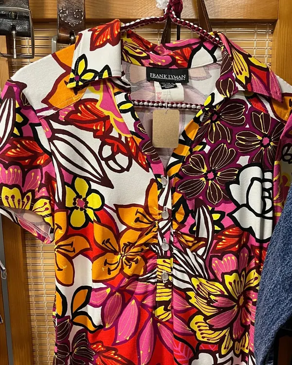 Bold floral print blouse from the seventies