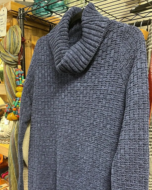 Grey knitted turtleneck sweater