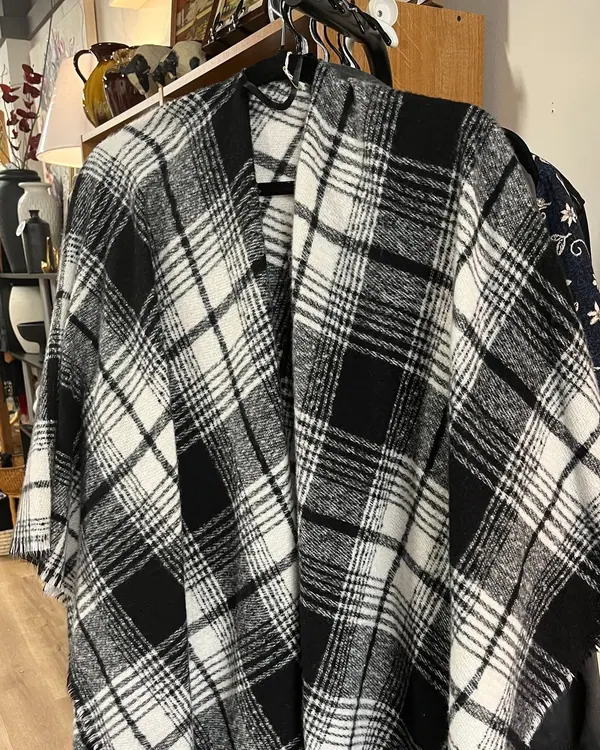 Black and white plaid flannel shirt